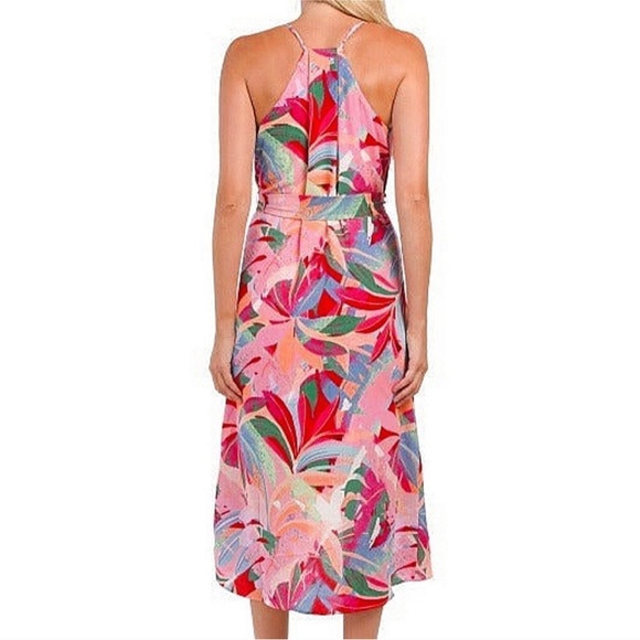 NWT Laundry by Shelli Segal Tropical V-Neck Sash Tie High-Low Dress (Sz 4) - Picture 5 of 7